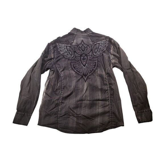 Roar Strength Refined Button Up Shirt Men Sz L Embroidered Charcoal Gray‎ - Picture 6 of 7